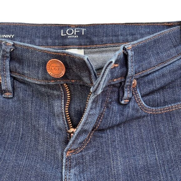 Ann Taylor LOFT Petite SZ 0P Modern Skinny Jeans Low-Rise Dark Wash Whiskered - Picture 3 of 9